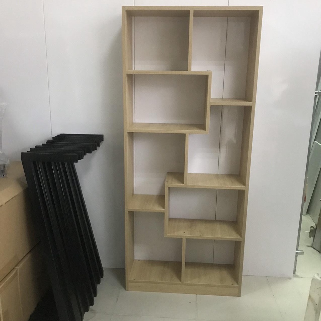 Kệ Sách Để Sàn Nhiều Ngăn Giá Kệ Hình Chữ U ván màu vân gỗ dày 15mm. hình ảnh shop tự chụp.