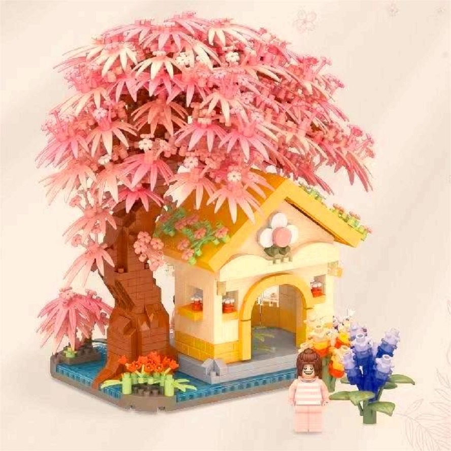 Bộ Đồ Chơi Lắp Ráp Cây Cầu Hoạt Hình Hoa Anh Đào Lãng Mạn