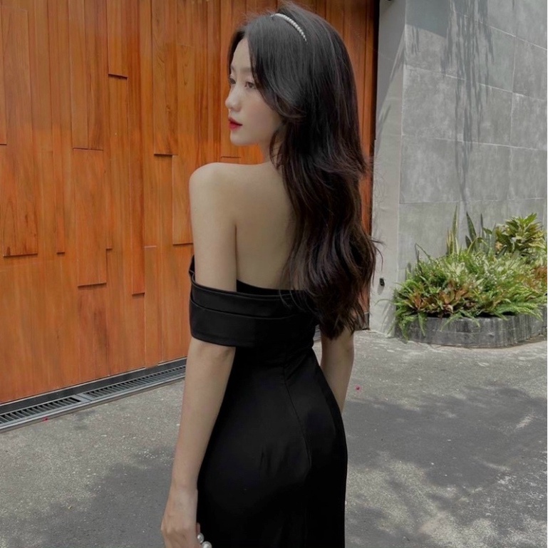 Đầm maxi bẹt vai xẻ đùi TRIPBLE T DRESS chất phi thun lụa - MS240Y tbt cao cấp cưới dạ hội bigsize dự tiệc dự tiệc đi bi