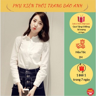 Áo sơ mi nữ công sở trắng dài tay co giãn kiểu dáng hàn