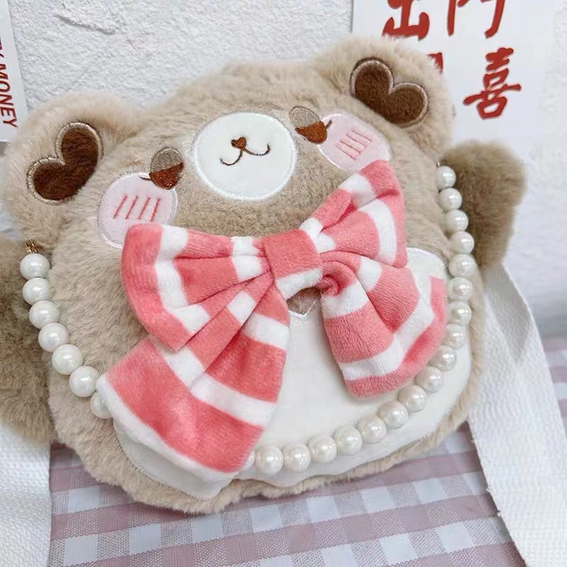 Túi xách họa tiết mèo Túi đeo vai nơ lớn, túi đeo vai lolita gió chéo túi hoạt hình túi xách