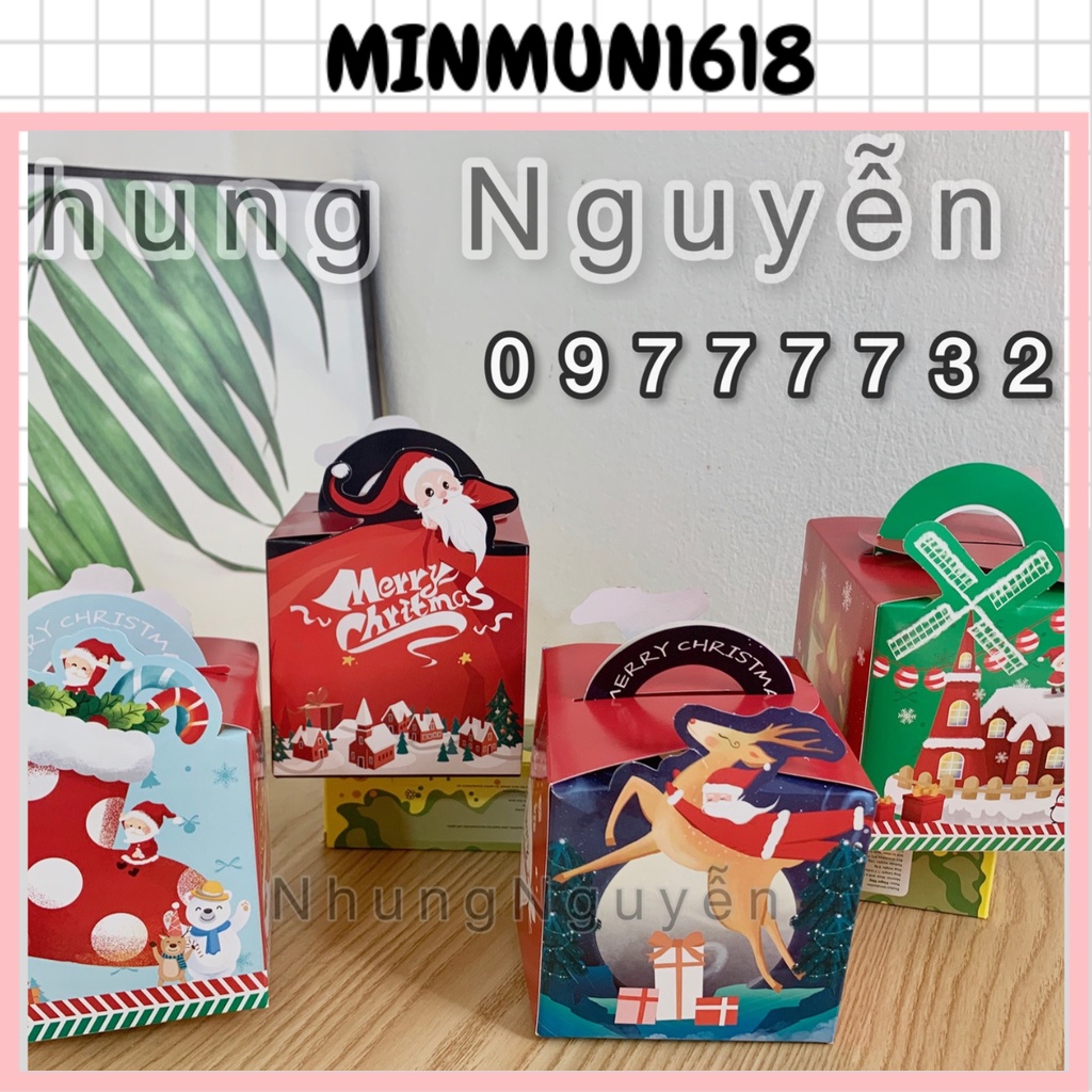 Hộp quà noel trang trí,vỏ hộp quà noel giáng sinh nhiều mẫu, trộn mẫu khác nhau