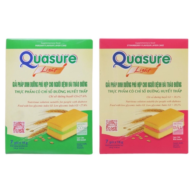 BÁNH BÔNG LAN ĂN KIÊNG QUASURE HƯƠNG CỐM - DÂU HỘP 126G/ BÁNH BÔNG LAN TIỂU ĐƯỜNG