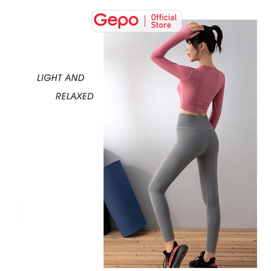 Áo croptop dài tay tập gym,yoga nữ ôm body GEPO GP211