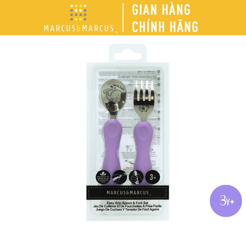 Bộ thìa nĩa ăn dặm cho bé Easy Grip Marcus & Marcus, từ 3 tuổi - Willo