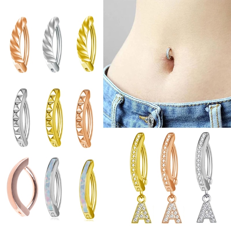 Khuyên Rốn Bằng Bạc Đính Đá Zircon Phong Cách Tối Giản Cho Nữ