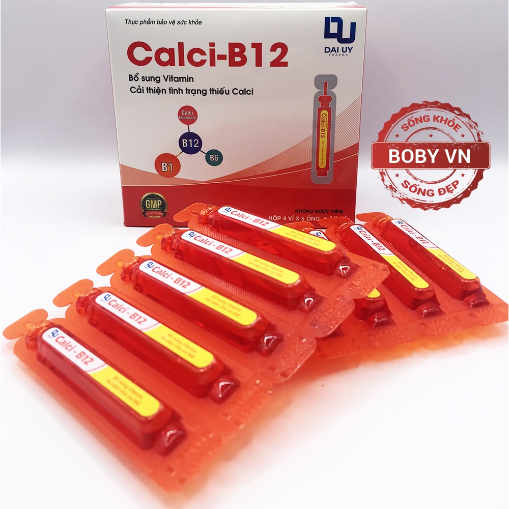 Calci-B12 Đại Uy Bổ sung Vitamin cải thiện tình trạng thiếu Calci (Hộp 4 vỉ x 5 ống x 10ml)