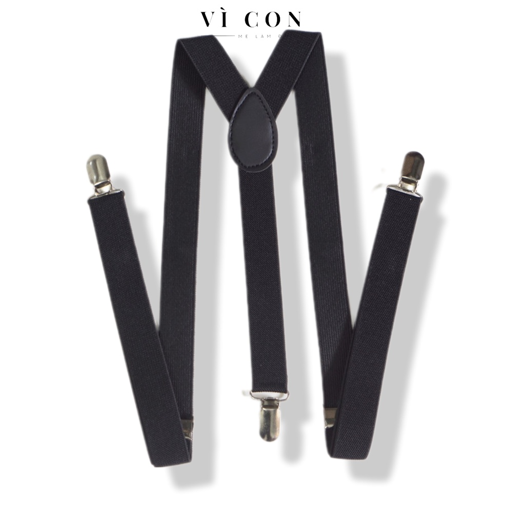 Dây đai quần chữ Y màu đen VÌCON Dây Đai Chữ Y bản 2.5cm kẹp inox chắc chắn nhiều màu