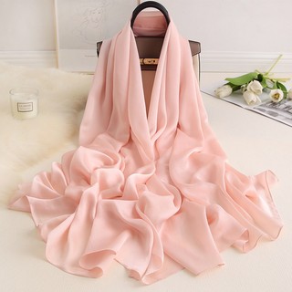 (MUA 1 KHĂN TẶNG 1 HỘP ĐỰNG KHĂN) KL059 Khăn lụa trơn choàng cổ dáng dài 95*180cm