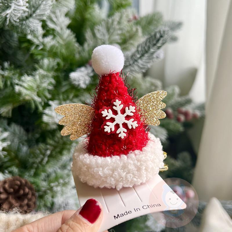 Laa6-h Kẹp Tóc Hình Hoa Tuyết Tuần Lộc Mũ Đỏ Dễ Thương Sáng Tạo