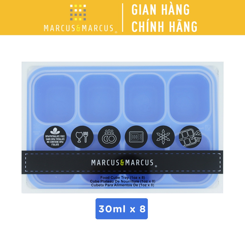 Khay silicon trữ đông đồ ăn dặm cho bé Marcus & Marcus – Lucas (30ml x 8 ngăn)