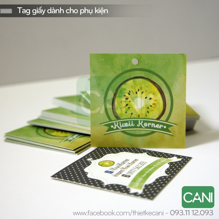 1000c Thẻ Tag giấy treo quần áo thoi vuông 4 x 4cm In theo yêu cầu Tem treo CANI
