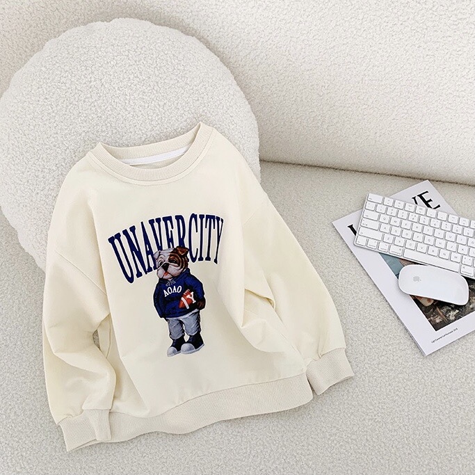 Áo dài tay thu đông cho bé EMBES KIDS , áo nỉ dài tay trẻ em từ 11kg đến 31kg