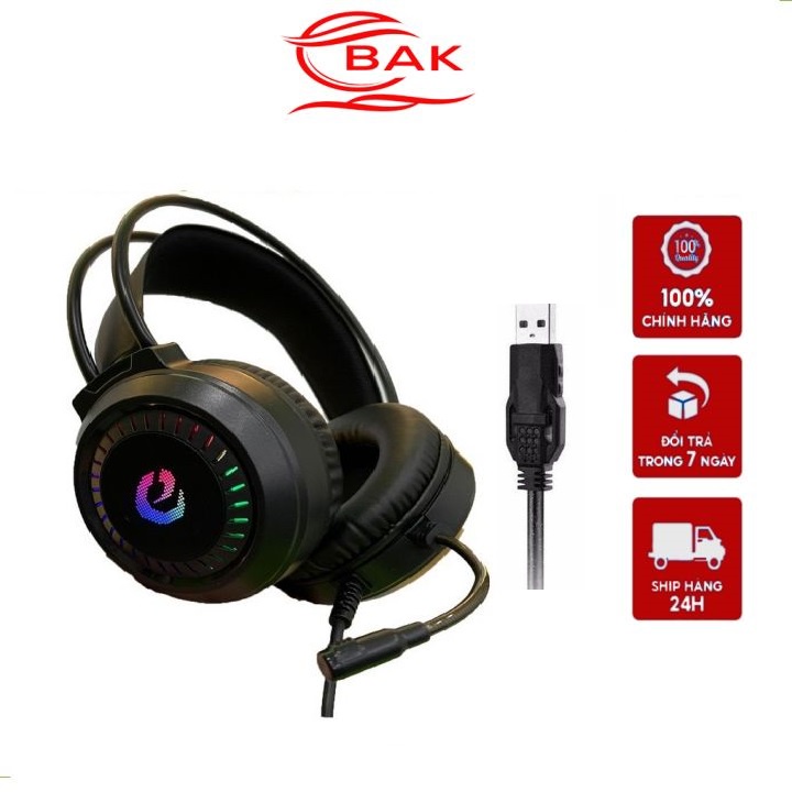 Tai Nghe Cổng USB Chụp Tai Âm Thanh Cực Chất Chuyên Dành Cho Game Thủ Chính Hãng BAK