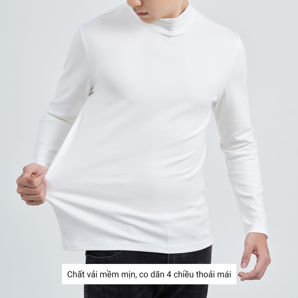 Áo Thun Nam Dài Tay Krik Chất Liệu Nỉ Cao Cấp Thiết Kế Cổ Cao 5 Phân Giữ Ấm Cực Tốt Form Slimfit AN0360