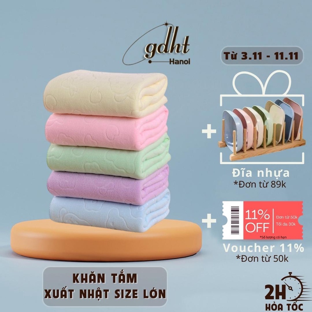 Khăn Tắm Lớn Xuất Nhật, Khăn Mặt Khổ 70x140cm Khăn Tắm To Khăn Tắm Lau Khô Đầu Tóc Siêu Thấm Hút - huytuan3010