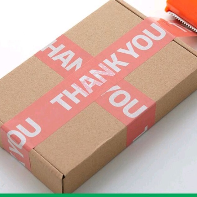 1 Băng keo in chữ THANK YOU 4.8cm x 80yard băng dính niêm phong hàng dễ vỡ