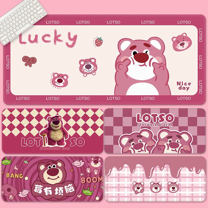 Lót chuột lót bàn phím máy tính hình gấu dâu Lotso