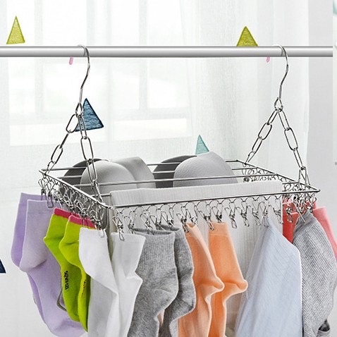 GIÁ PHƠI ĐỒ TREO BAN CÔNG VỚI 36 KẸP INOX ĐA NĂNG CHỊU LỰC TỐT - GIÀN PHƠI ĐỒ ĐA NĂNG CÓ THỂ XẾP GỌN TIỆN LỢI - TIẾT KIỆ
