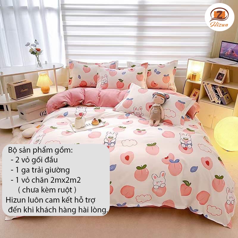 [Mã BMTTC60 giảm đến 60K đơn 50K] Bộ Chăn Ga Gối Cotton Poly Hizun Dùng 2 Mặt Mẫu Dễ Thương