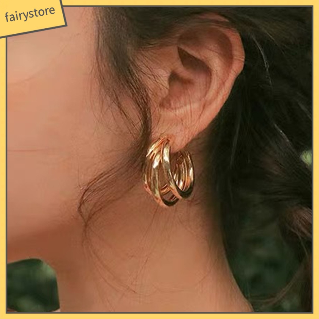 1 Đôi Bông Tai Hình Tròn Đính Ngọc Trai Giả Phong Cách Hàn Quốc Dành Cho Nữ