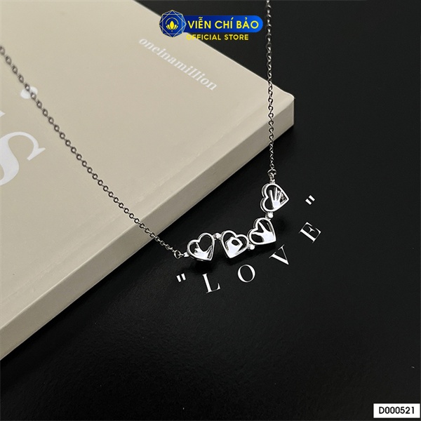Dây chuyền bạc nữ cỏ 4 lá ghép LOVE chất liệu bạc 925 thời trang phụ kiện trang sức Viễn Chí Bảo D000521