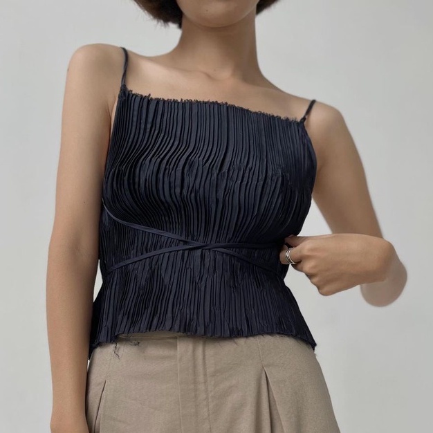 /ou'ba:d/ - ÁO DÂY DẬP LY FREESIZE XANH chất lụa dập nếp có dây cột tuỳ chỉnh theo form người