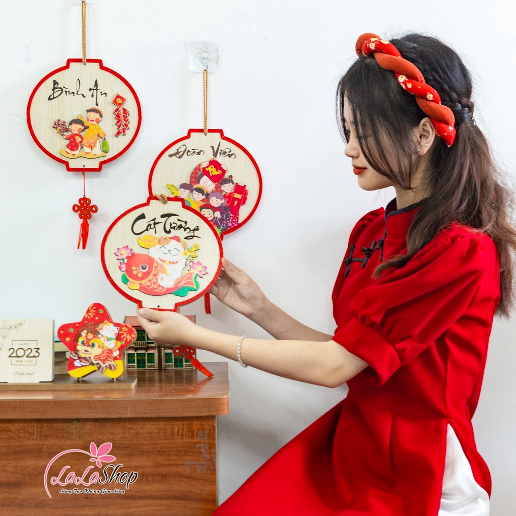 [HỎA TỐC] Bảng gỗ treo trang trí tết Lala mang đến tài lộc, may mắn cho năm mới hàng handmade dễ trang trí