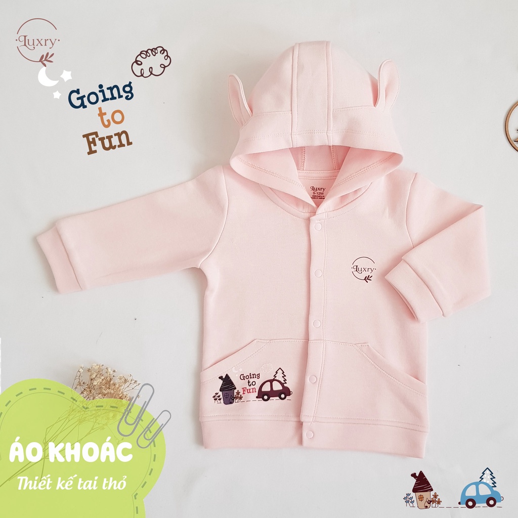 Áo khoác nắng họa tiết ô tô đáng yêu thương hiệu Luxry chất vải sợi tre pha cotton cho bé từ 9 tháng đến 6 tuổi