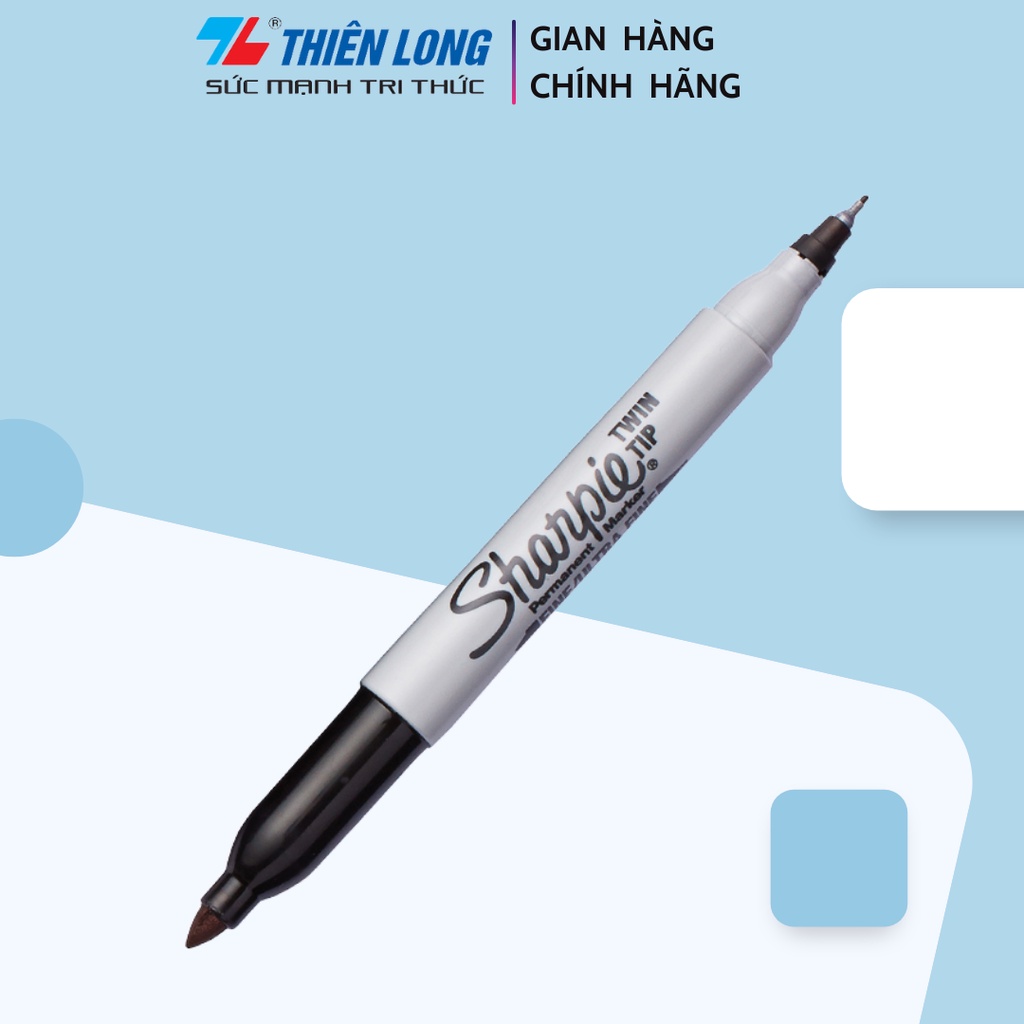 Bút lông dầu 2 ngòi tiện dụng Sharpie Twin Tip - Black (Màu đen)