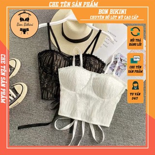 Áo hai dây cúp ngực BON BIKINI thắt nơ sau, áo croptop 2 dây cao cấp