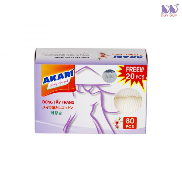 Bông tẩy trang AKARI Nhật Bản 160 miếng, bông to, mềm