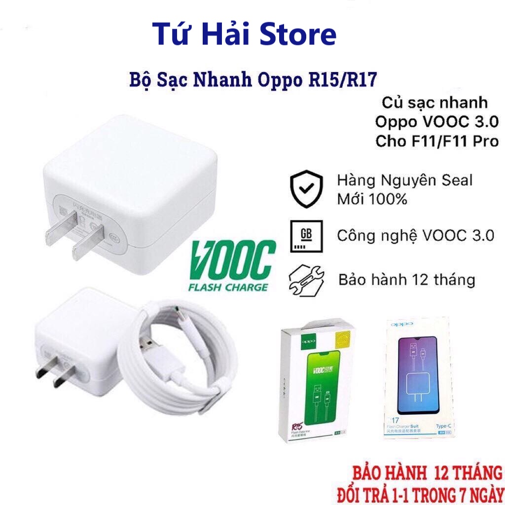 Bộ Sạc Nhanh VOOC 3.0 R15 + R17 - Dành Cho OPPO/REALME F11/F11 Pro/ Reno2\2f... Realme3/5/Pro - TuHaiStore