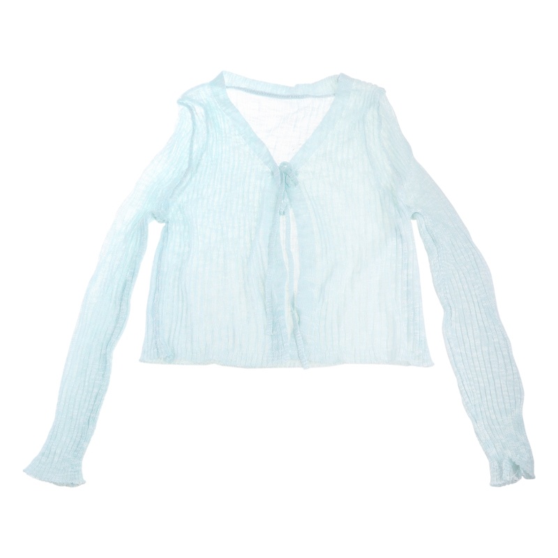 Brroa Áo Khoác Cardigan Dệt Kim Vải Lụa Băng Tay Dài Gọn Nhẹ Thoáng Khí Chống Nắng Màu Trơn Cột Dây Đơn Giản Cho Nữ