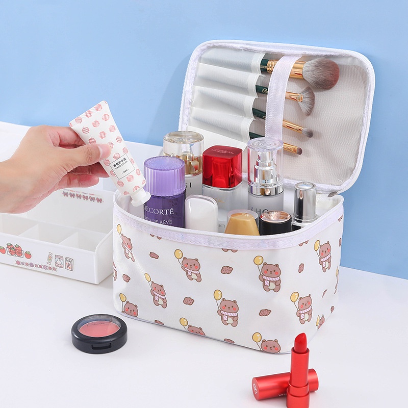 Túi Đựng Mỹ Phẩm Hình Vuông Cỡ Lớn Họa Tiết Hoạt Hình Xinh Xắn