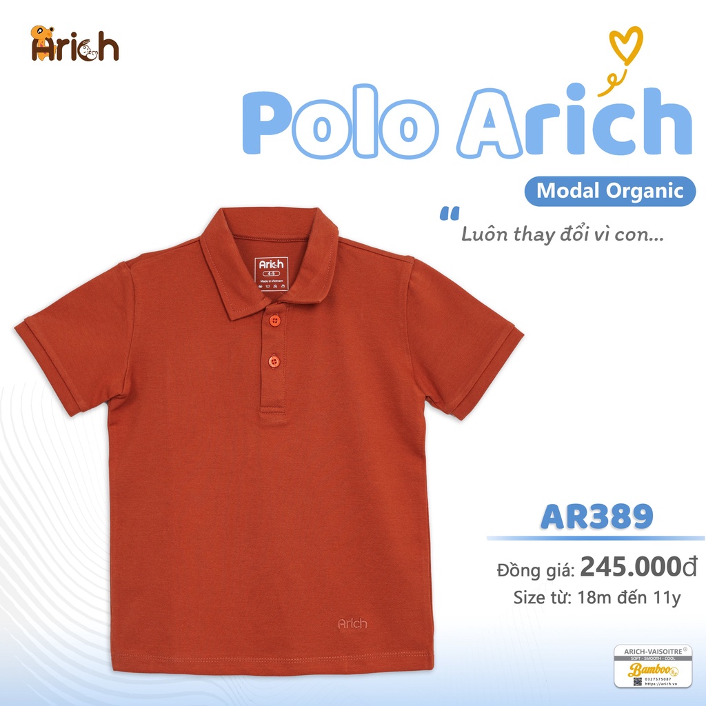 Áo Polo modal Arich cho Bé 11kg đến 35kg