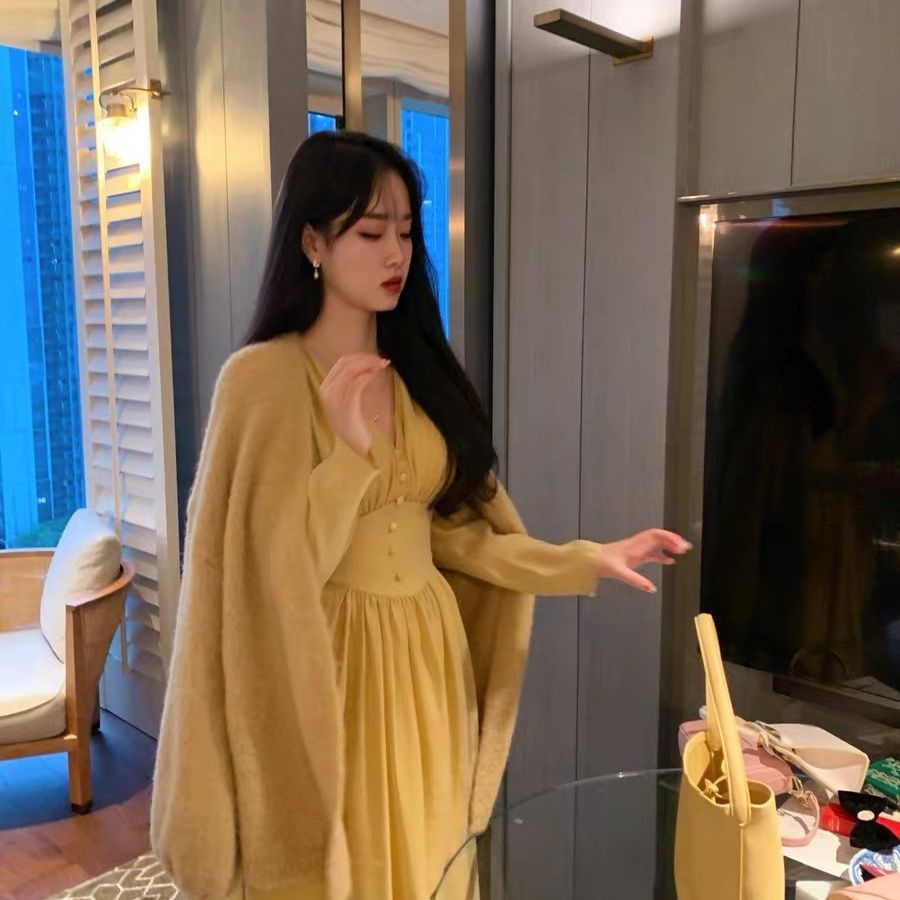 Đầm Tay Phồng Cổ Chữ v Chiết Eo Phong Cách Pháp Thanh Lịch Cao Cấp204259