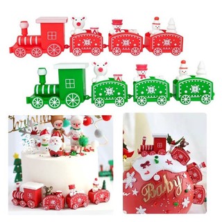 Đoàn tàu trang trí bánh kem noel, xe lửa trang trí giáng sinh