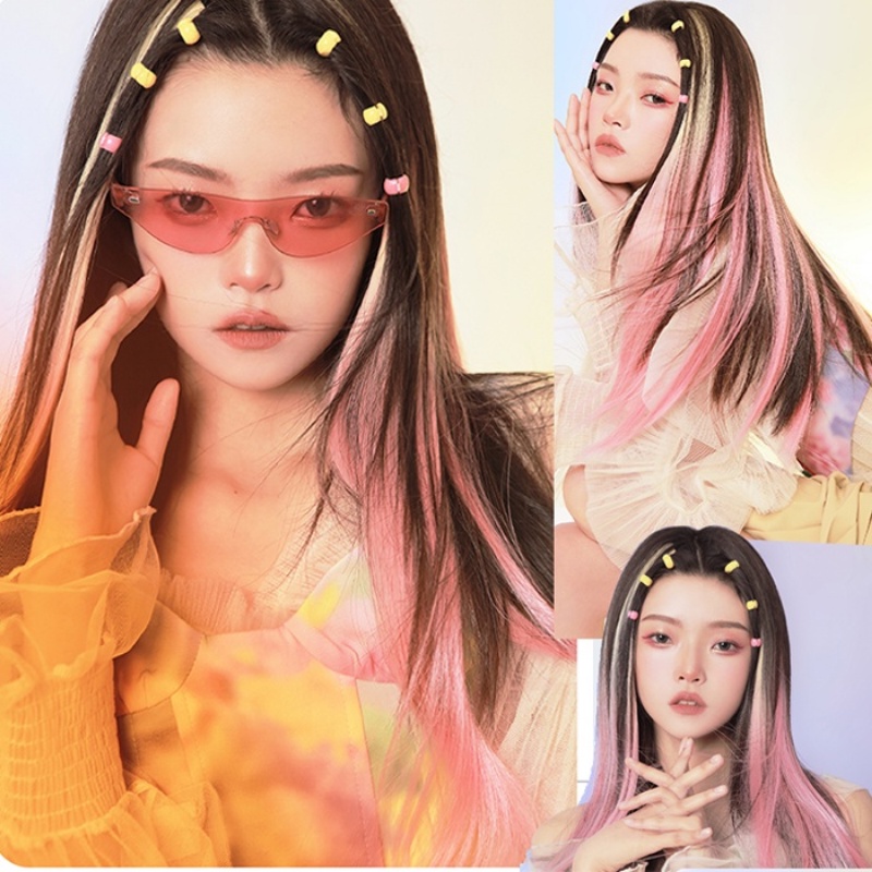 Tóc Giả Nối Dài 60cm Nhuộm Màu Ombre Dễ Thương Cho Nữ