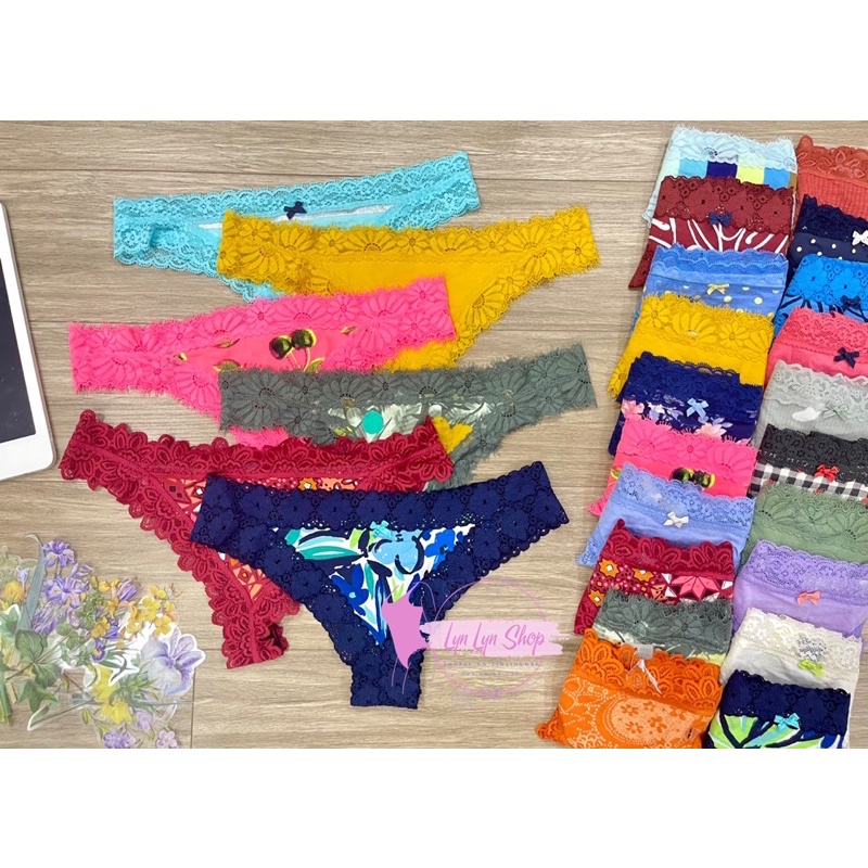 Set 4 quần lót nữ-quần lọt khe  Aerie xuất chuẩn xịn, chất cotton viền ren cực đẹp- có bigsize cỡ to