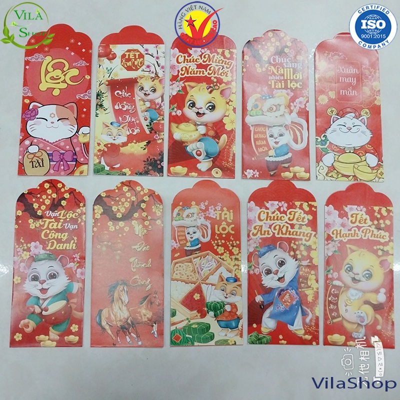 Lì Xì Tết 2023 Lì Xì Tết In 3D Hình Mèo Thần Tài, Mẫu Mới Chất Liệu Giấy Bóng Trơn Sáng Đẹp