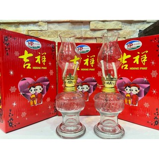 1 ĐÔI ĐÈN THỦY TINH ĐỐT DẦU LƯU LY (2 ĐÈN)