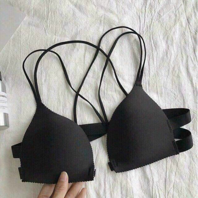 Áo ngực không gọng chất su cài trước - Áo bra nữ dây chéo lưng mút mỏng BRA003
