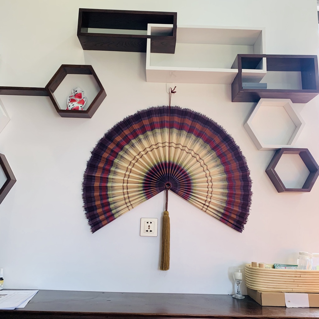 Quạt mành tre treo tường trang trí, quạt decor màu nhúng nâu 2 đầu size 60cm, 80cm,120cm