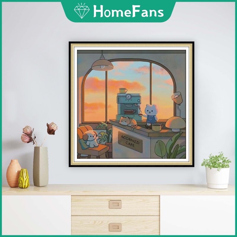 Bộ Tranh Đính Đá 5D Tự Làm 30x30cm / 40x40cm / 50x50cm Hình Động Vật Đáng Yêu