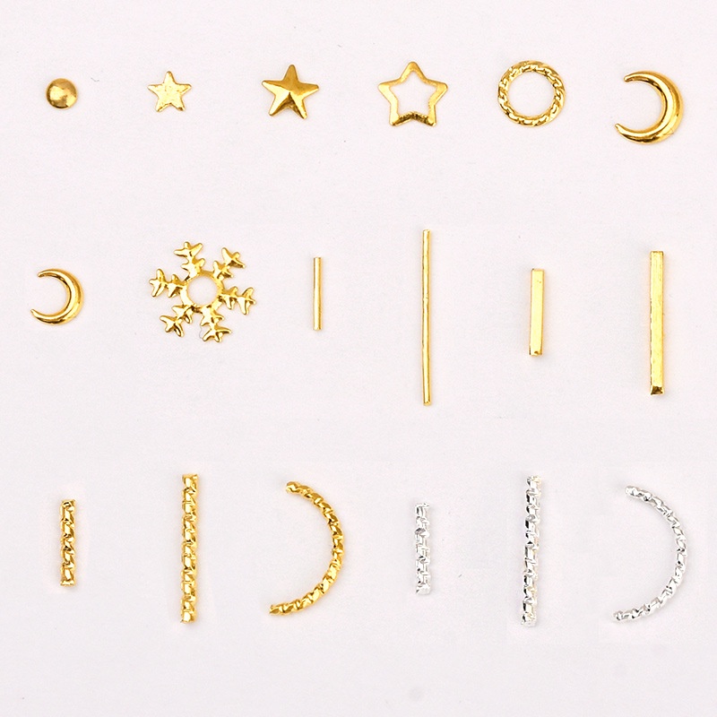 1 Túi Phụ Kiện Trang Trí Móng Tay Hình Ngôi Sao Mặt Trăng/Mặt Trăng Màu Vàng