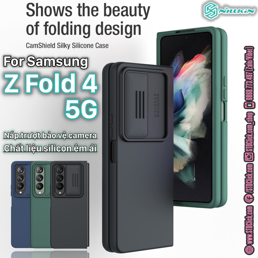 ỐP LƯNG SAMSUNG GALAXY Z FOLD 4 5G NILLKIN CAMSHIELD SILKY SILICON BẢO VỆ CAMERA CHÍNH HÃNG - HÀNG CHUẨN