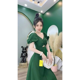 [11.11 Sales Freeship] Đầm maxi nữ dáng dài tay phồng, đầm hở eo xoắn ngực dáng dài nhiều màu đi biển siêu xinh mtb