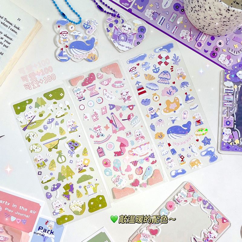 Miếng Dán Trang Trí Sổ Tay Hình Goo Hoạt Hình Màu Laser Phong Cách Hàn Quốc Cho Trẻ Em DIY