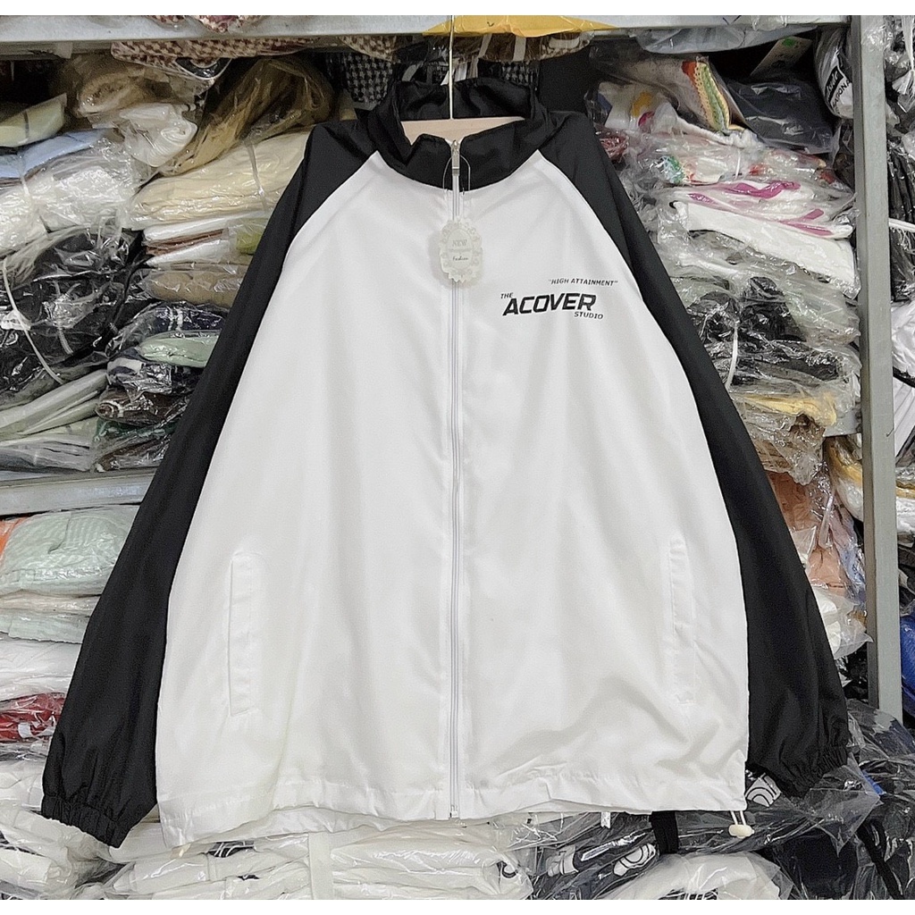 Áo Khoác Dù Thể Thao Phối Màu Trắng Tay Xanh Thời Trang Hàn Quốc - ĐĂNG QUANG CLOTHER